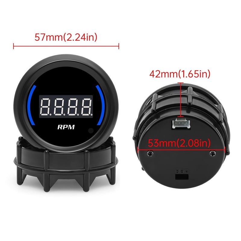 ARTILAURA 2" 52mm Tachometer 0-9000 RPM Gauge Blue Digital Tacho Meter for 12V Universal Car Auto - Image 5